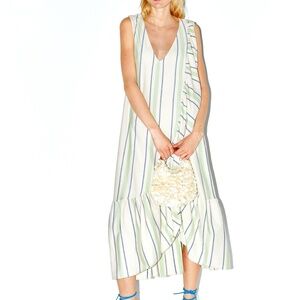 ZARA Casual Summer Striped Sleeveless Linen Maxi Dress / Size Small